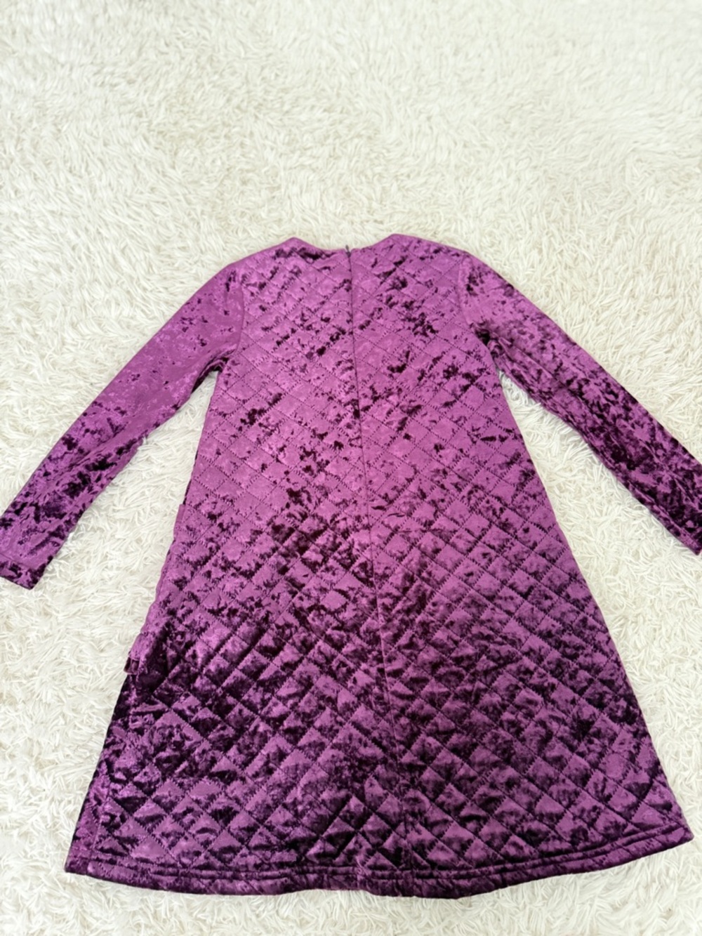 Kidichic Purple Velvet Quilted Dress Size 8 Girls - Picture 5 of 5